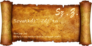 Szvatkó Zéta névjegykártya